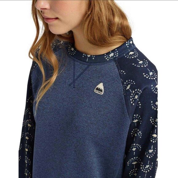 Burton Navy Blue Patterned Quartz Crewneck Fleece Sweatshirt - Picture 2 of 12